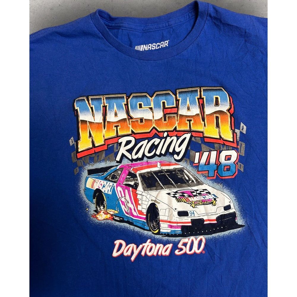 Nascar Racing '48 Daytona 500‎ Graphic T-Shirt Men's Fits Size Medium Blue